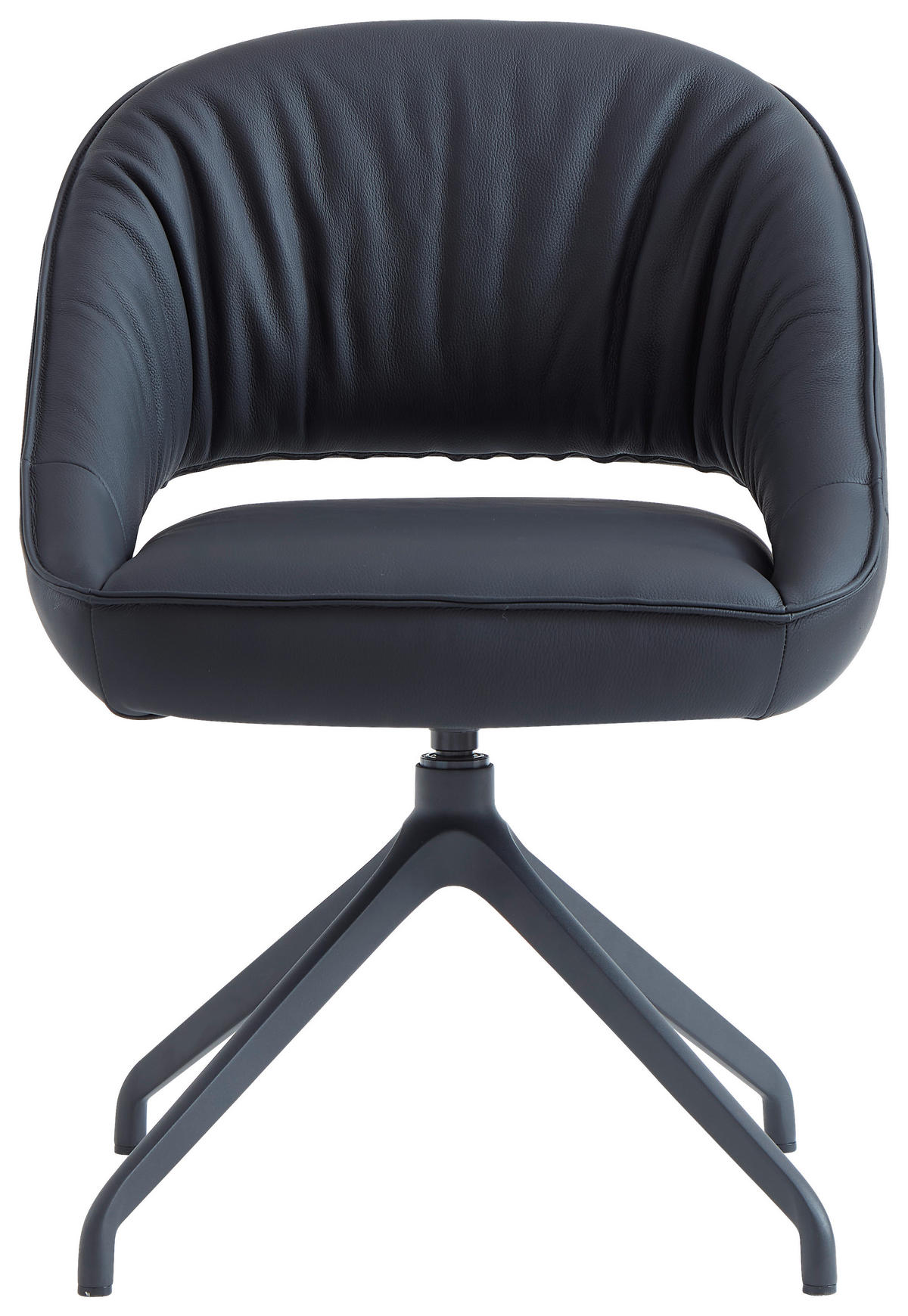 ARMLEHNSTUHL  Sitzfläche 360° drehbar, automatische Rückholfunktion  Echtleder  - Schwarz, Design, Leder/Metall (61/81/66cm) - Dieter Knoll