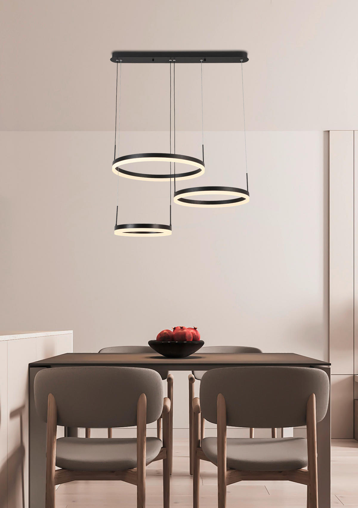 ZÁVESNÉ LED SVIETIDLO, 78/50/120 cm  - čierna, Trend, kov/plast (78/50/120cm) - Novel