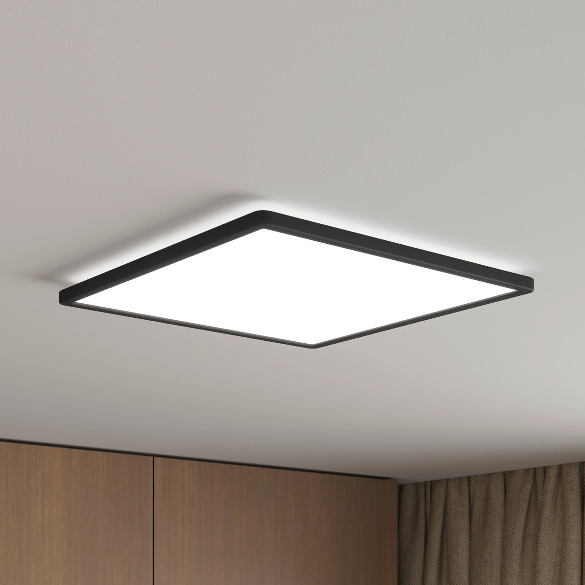 LED MENNYEZETI LÁMPA - fekete, Basics, műanyag (42/42/2,9cm) - Novel