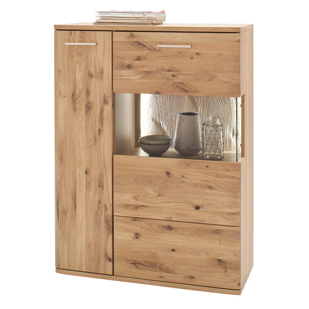 Highboard teilmassiv B: 90 cm Santori Eichefarben