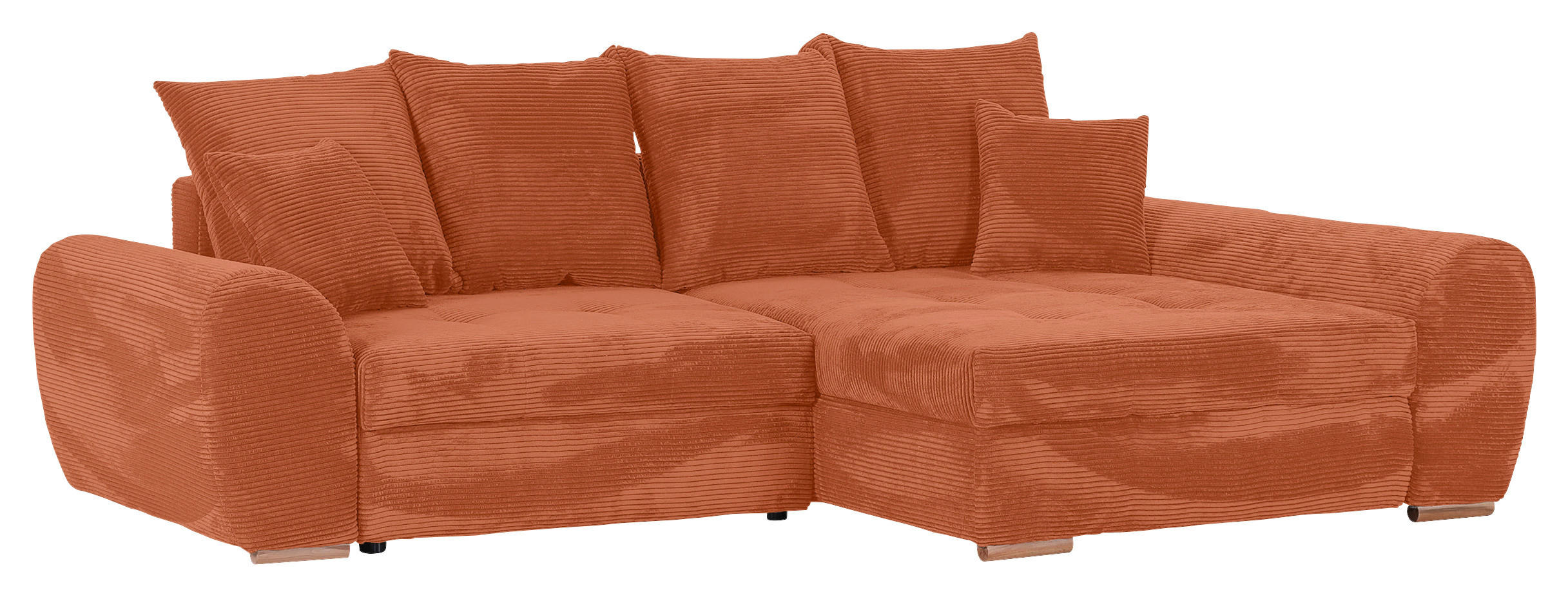 ECKSOFA Rostfarben Cord  - Eichefarben/Rostfarben, KONVENTIONELL, Holz/Textil (276/177cm) - Carryhome