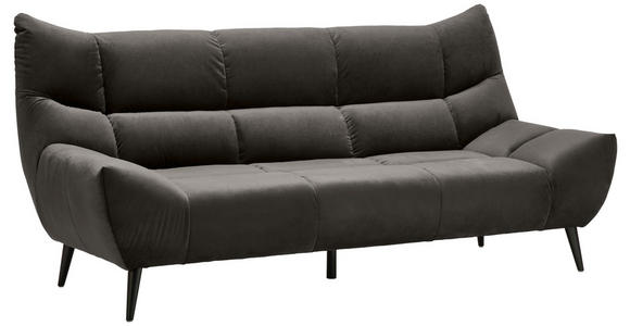 3-SITZER-SOFA Mikrofaser Dunkelgrau  - Dunkelgrau/Schwarz, Design, Textil/Metall (224/106/101cm) - Xora