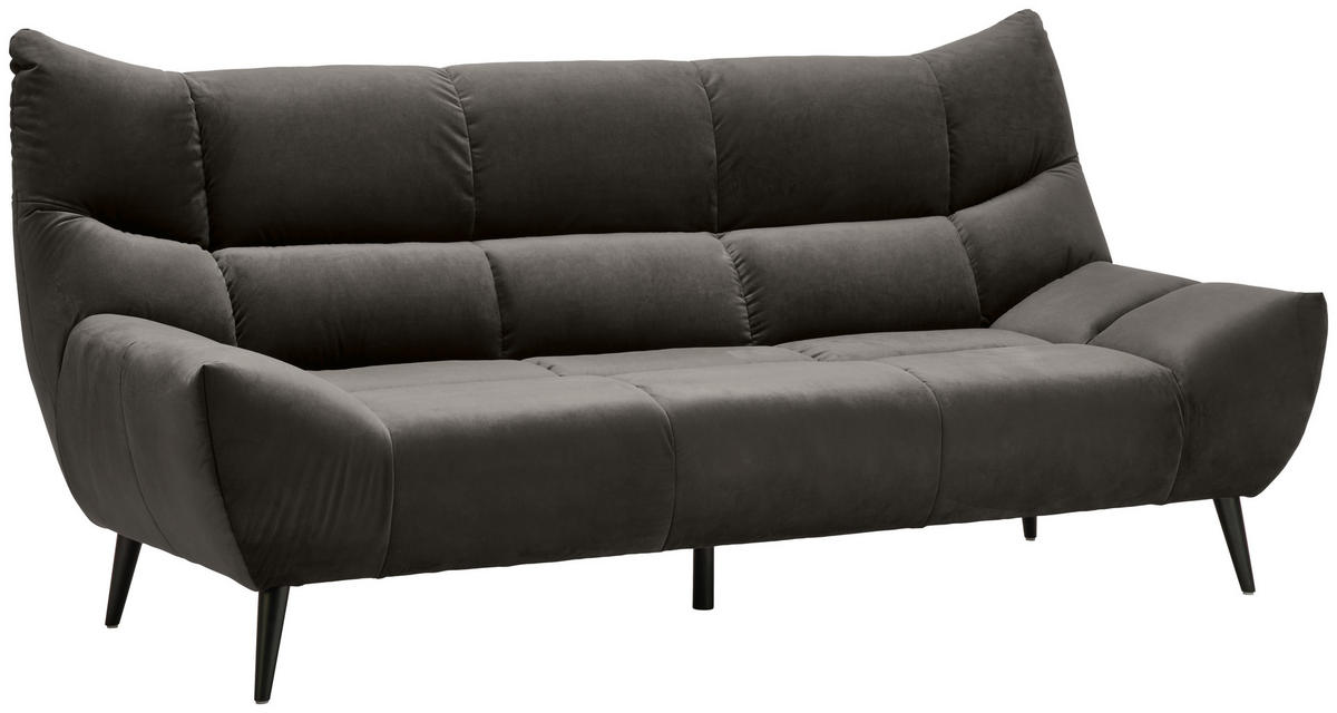 3-SITZER-SOFA in Mikrofaser Dunkelgrau  - Dunkelgrau/Schwarz, Design, Textil/Metall (222/106/99cm) - Xora
