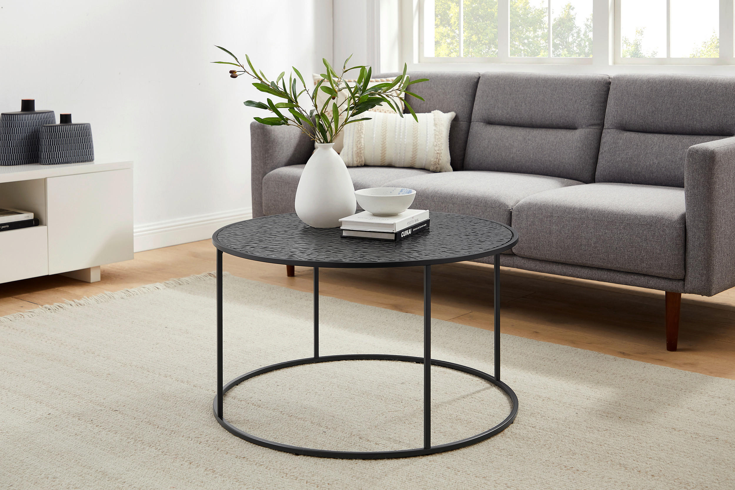 COUCHTISCH in Metall, Glas 80/80/45 cm  - Schwarz, Design, Glas/Metall (80/80/45cm) - Livetastic