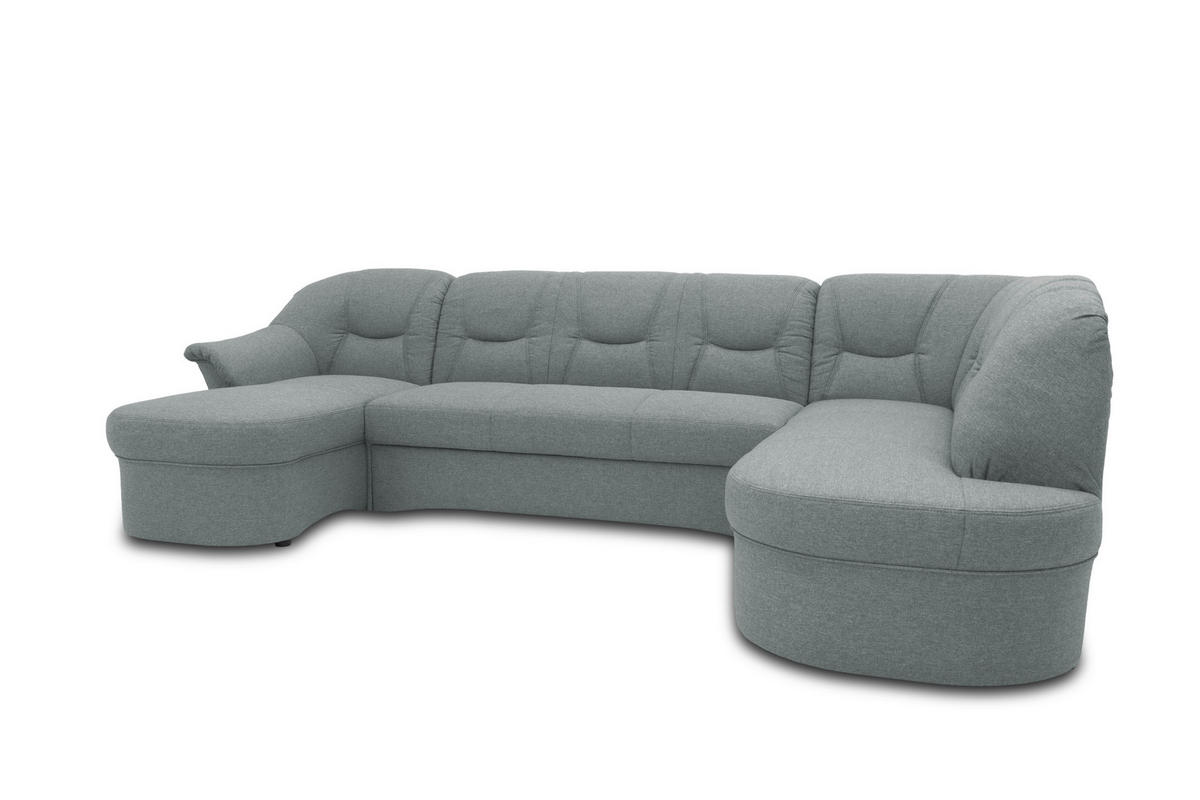 WOHNLANDSCHAFT Mintgrau Mikrofaser  - Mintgrau/Schwarz, KONVENTIONELL, Kunststoff/Textil (146/295/180cm) - MID.YOU