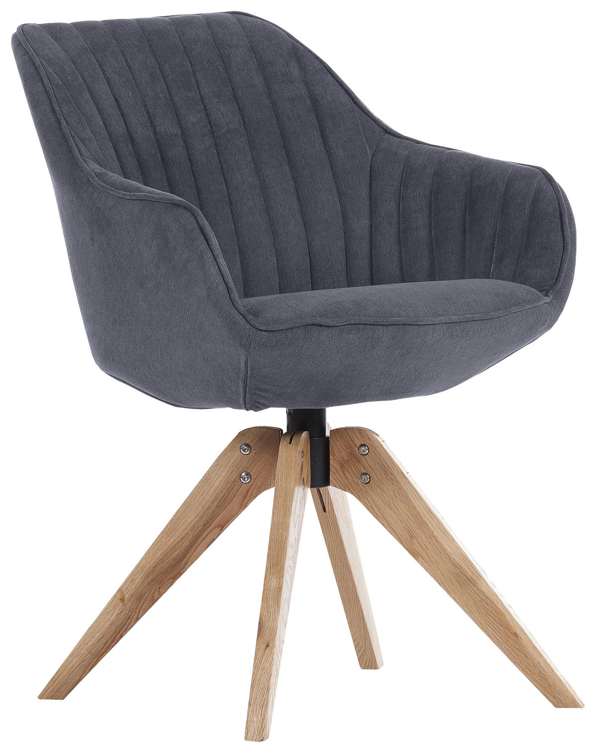 ARMLEHNSTUHL  in Flachgewebe  - Dunkelgrau/Eichefarben, Design, Holz/Textil (60cm) - home24