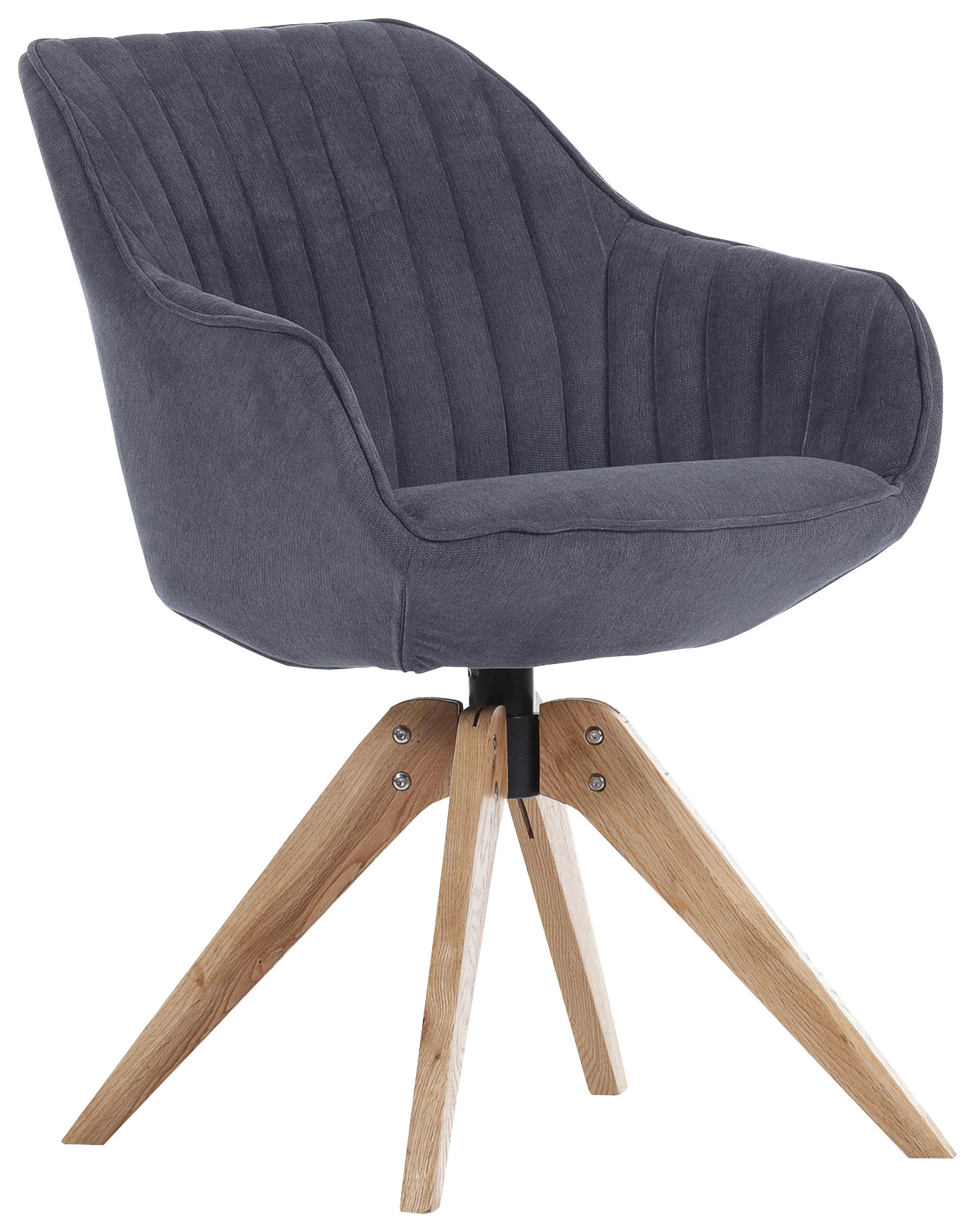 SCAUN CU BRAȚE din lemn, textil, gri închis,