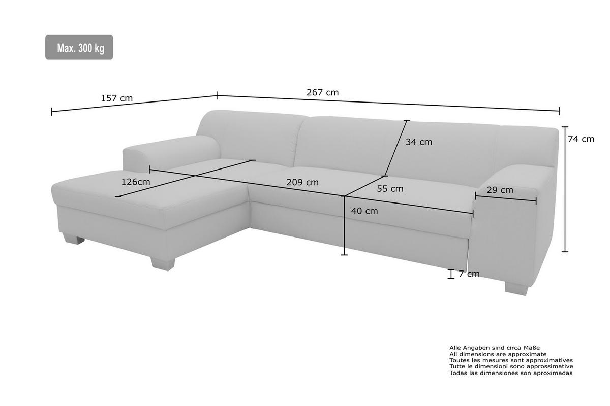 ECKSCHLAFSOFA TINOS Grün Webstoff  - Beige/Grün, Basics, Textil (273/157cm) - MID.YOU