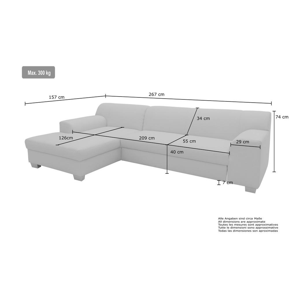 Thumbnail - Mid.you Ecksofa Tinos, Beige, Textil, Uni, 4-Sitzer, L-Form, 273x157 cm, Made in EU, FSC Mix, Rücken echt, Armteil links...
