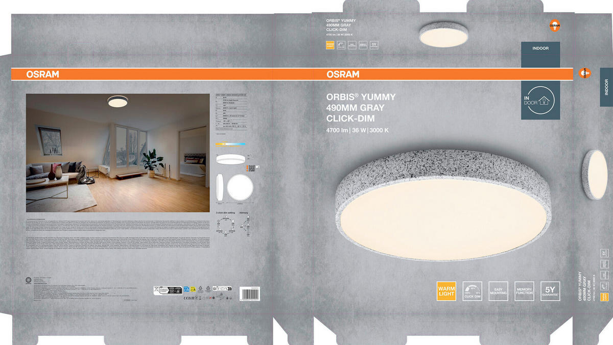 LED-DECKENLEUCHTE 49/7 cm   - Basics, Metall (49/7cm) - Osram