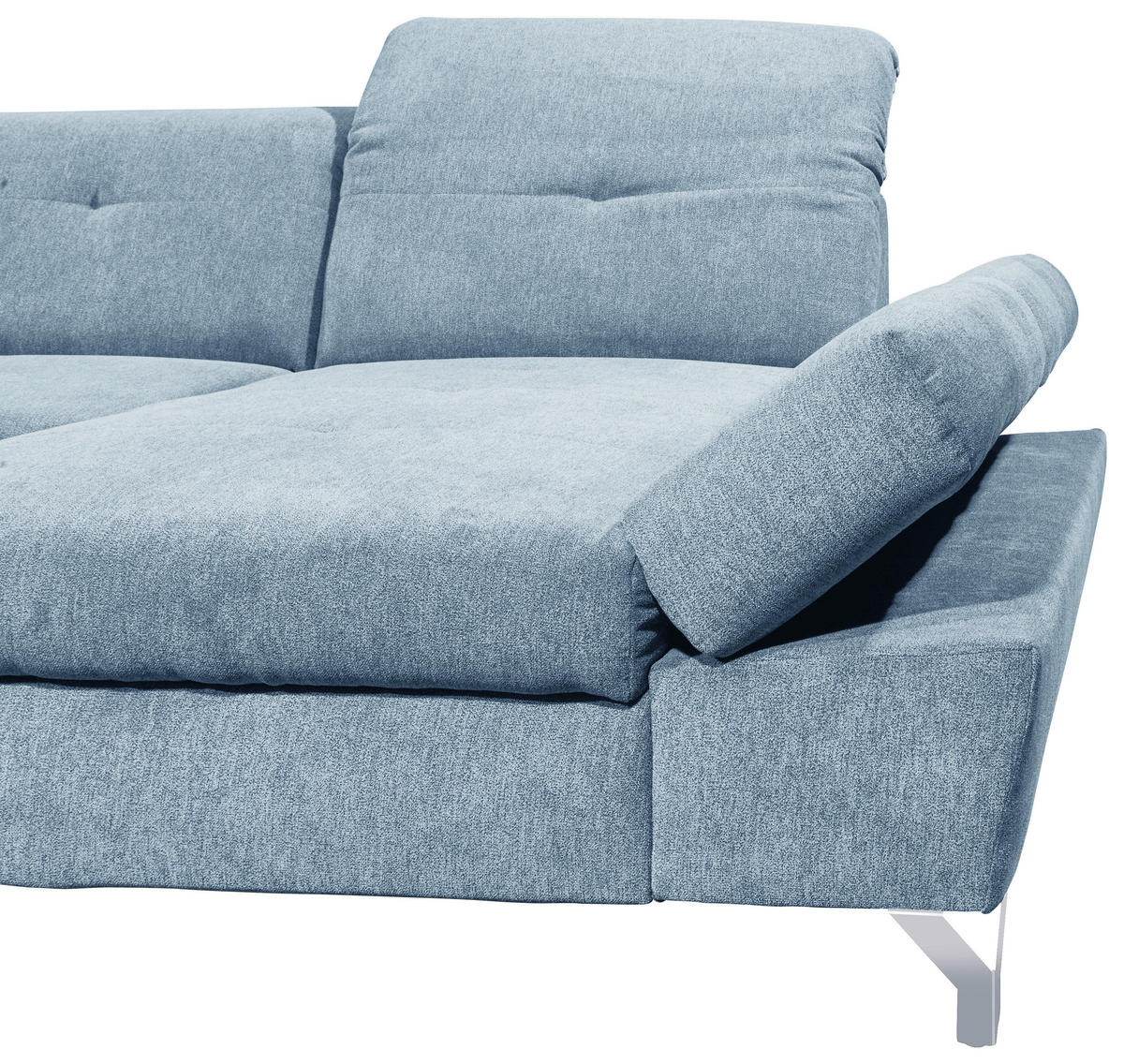 WOHNLANDSCHAFT in Mikrovelours Blau  - Blau/Silberfarben, Modern, Textil/Metall (245/350/168cm) - MID.YOU