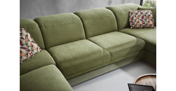 WOHNLANDSCHAFT in Textil Olivgrün - Olivgrün, Natur, Holz/Textil (261/373/187cm) - Dieter Knoll