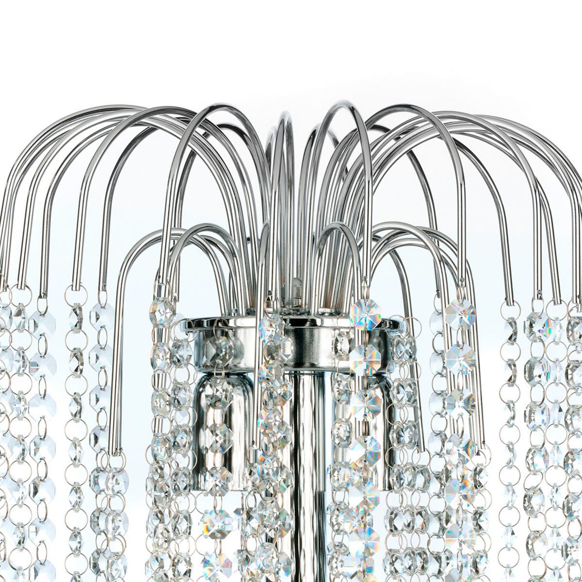 KRISTALL-TISCHLEUCHTE 25/50 cm   - Chromfarben, LIFESTYLE, Glas/Metall (25/50cm)