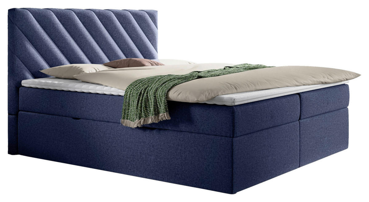 BOXBETT 140/200 cm  in Blau  - Blau/Schwarz, Modern, Textil (140/200cm) - MID.YOU