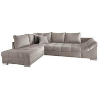 ECKSCHLAFSOFA Taupe Mikrofaser  - Taupe/Silberfarben, Design, Holz/Textil (202/298cm) - MID.YOU