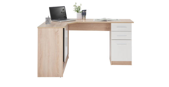 ECKSCHREIBTISCH in Holzwerkstoff 120/75/150 cm - Eichefarben/Alufarben, KONVENTIONELL, Holzwerkstoff/Kunststoff (120/75/150cm) - Venda