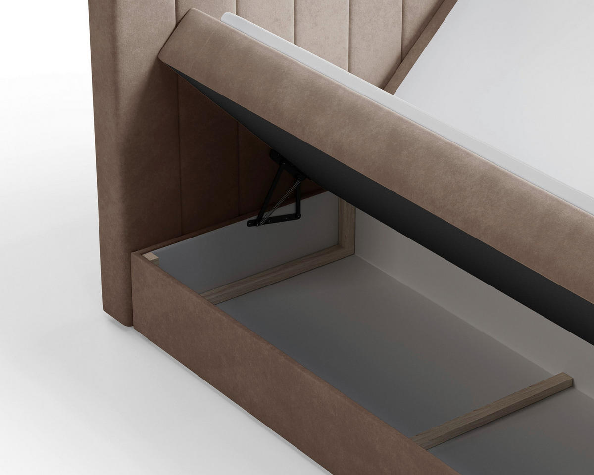 BOXBETT 140/200 cm,  in Cappuccino, Bettkasten, Topper, H2 + H3 = mittel + fest  - Schwarz/Cappuccino, MODERN, Holz/Kunststoff (140/200cm) - MID.YOU