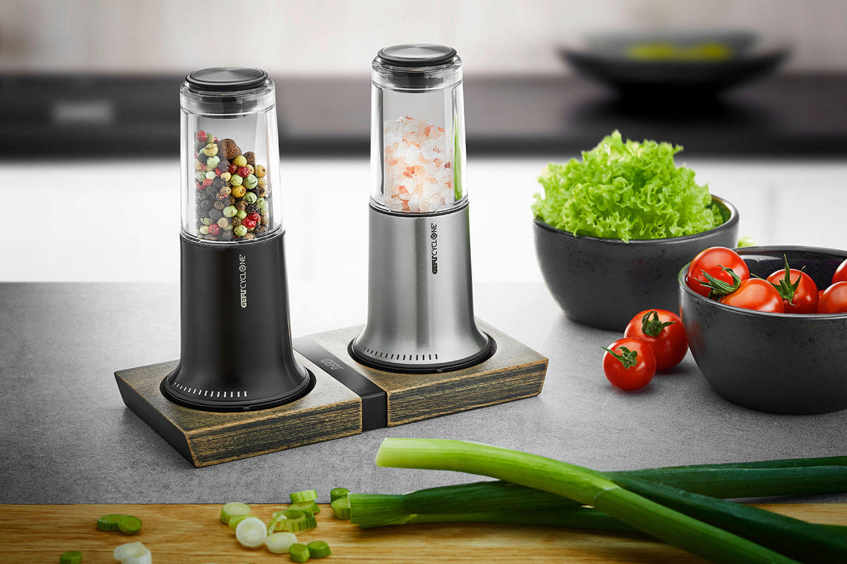 GEWÜRZMÜHLEN-UNTERSETZER - Schwarz/Akaziefarben, Design, Holz/Metall (20/10/2cm) - Gefu