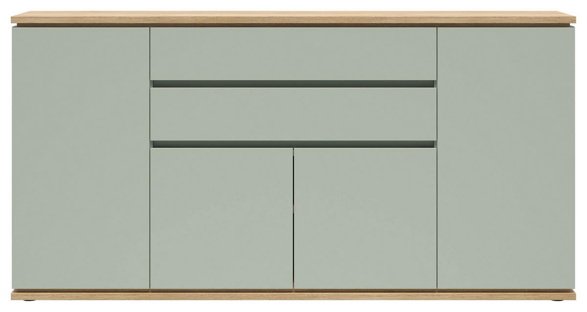 SIDEBOARD  184/93/42 cm 2 Schublade(n)  - Eichefarben/Salbeigrün, Design, Holzwerkstoff (184/93/42cm) - Xora
