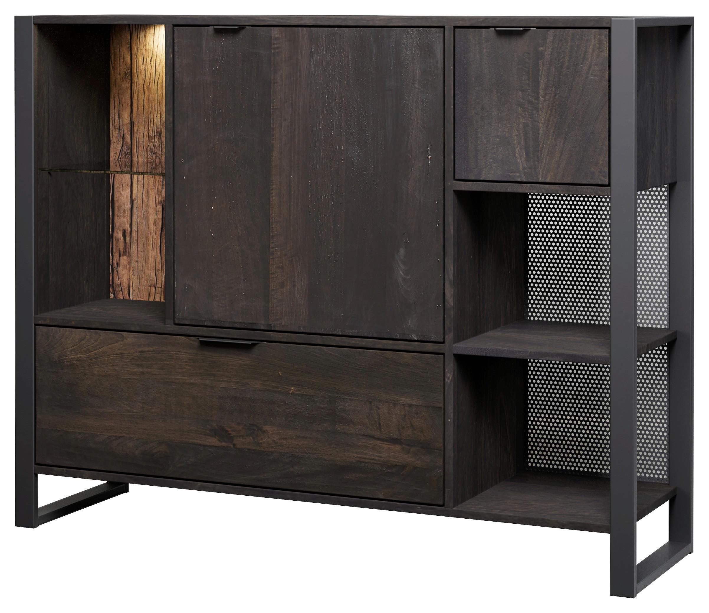 ANRICHTE Stark Collection  in 146/116/40 cm  - Anthrazit/Schwarz, Basics, Glas/Holz (146/116/40cm) - Livetastic