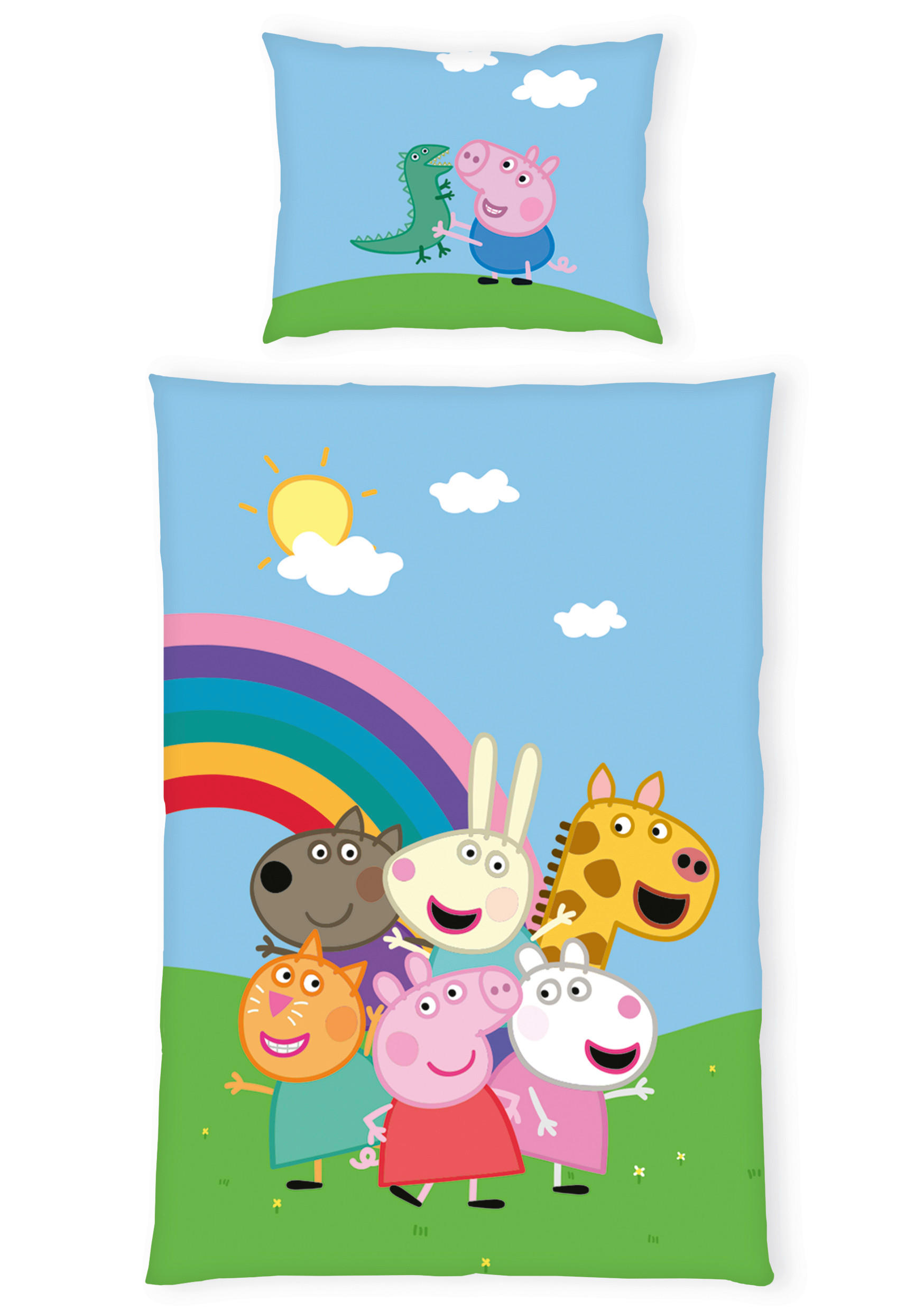 Herding Jugendbettwäsche Peppa Pig Hellblau, Hellgrün 135x200 cm