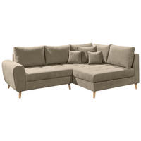 ECKSOFA  in Mikrovelours Sandfarben  249/175 cm  - Sandfarben/Kieferfarben, KONVENTIONELL, Holzwerkstoff/Kunststoff (249/175cm) - MID.YOU