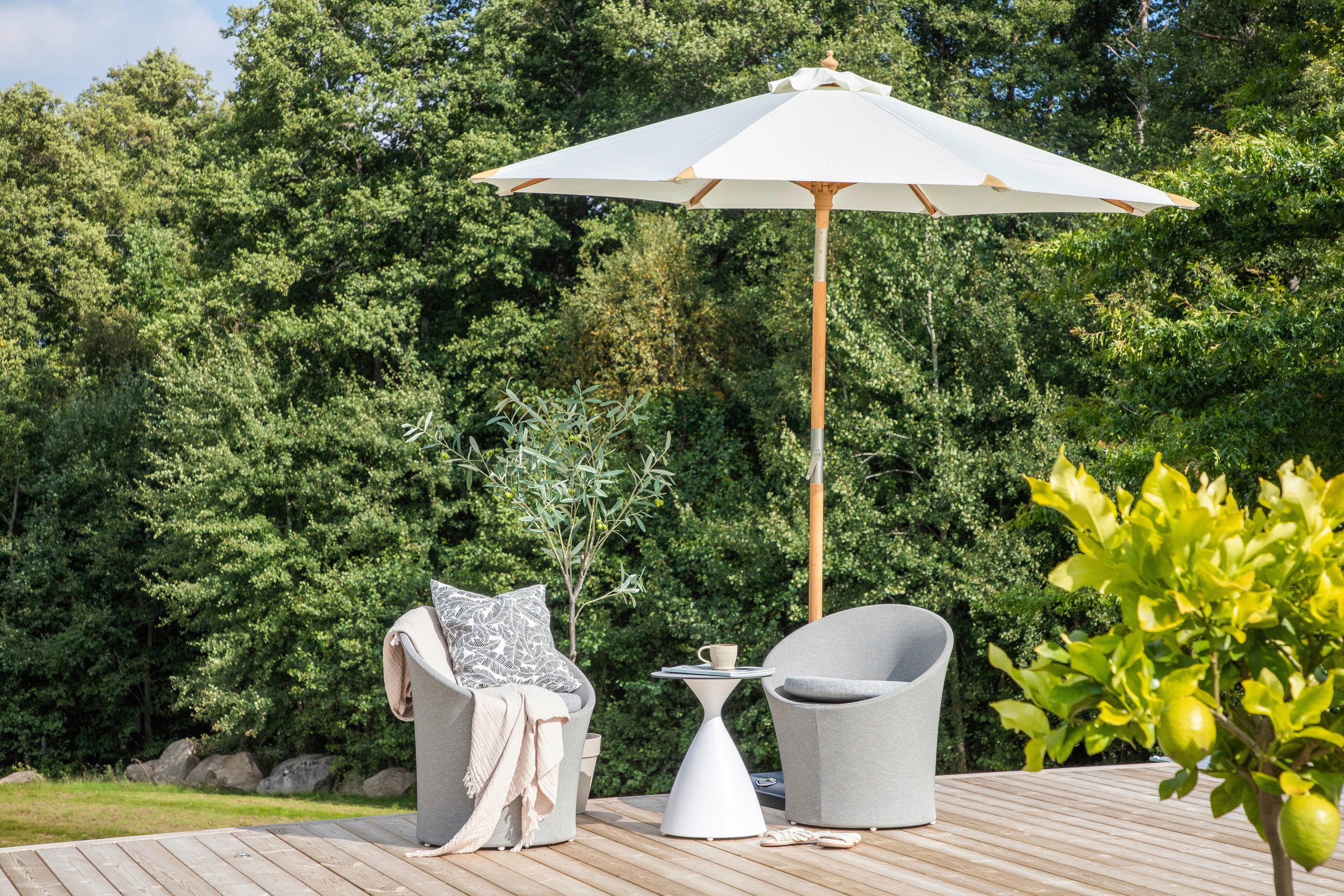 SONNENSCHIRM 270 cm  - Weiß, KONVENTIONELL (270/250cm) - Gardenson