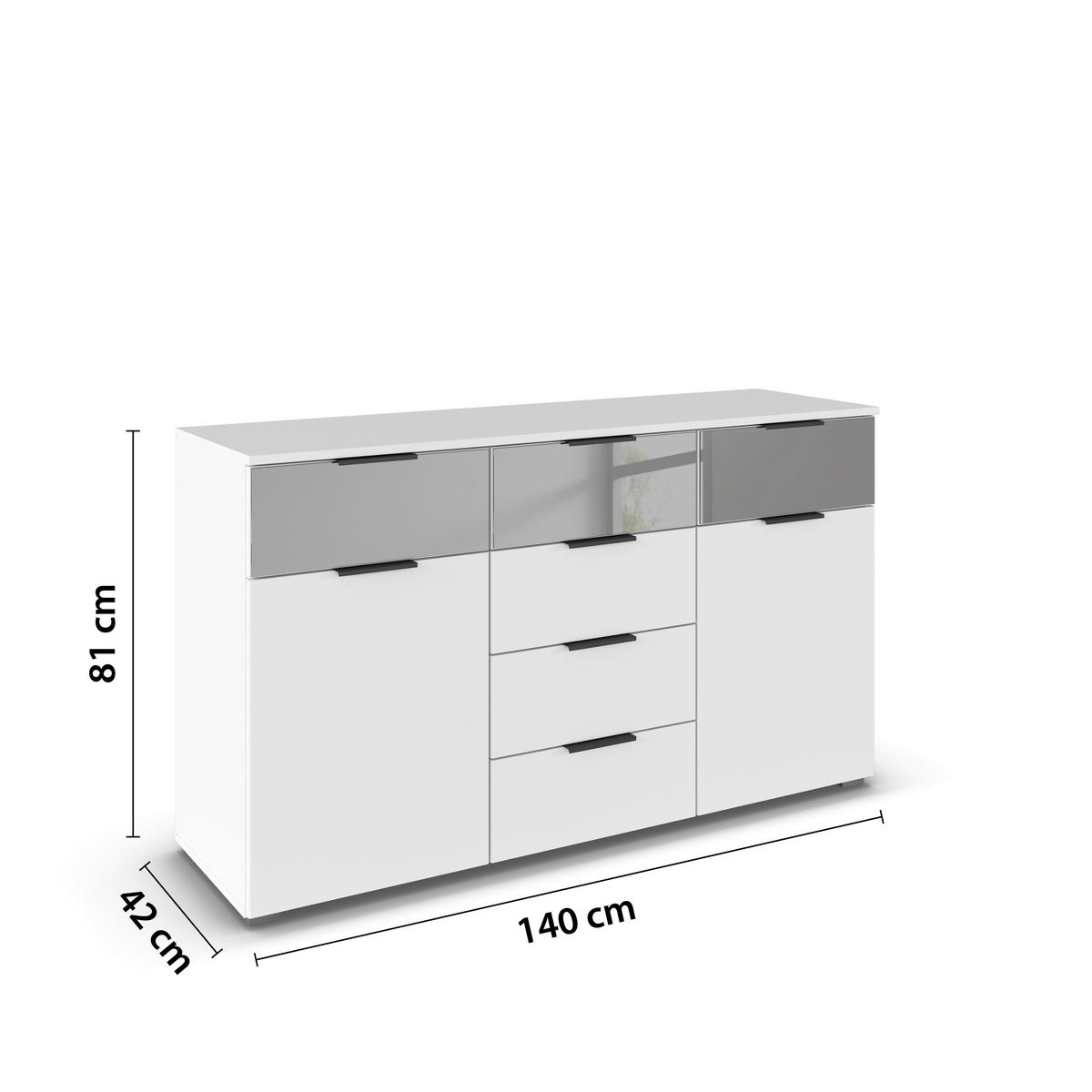 SIDEBOARD 140/81/42 cm  in Weiss  - Weiss/Alufarben, Modern, Glas/Holzwerkstoff (140/81/42cm) - Rauch Möbel