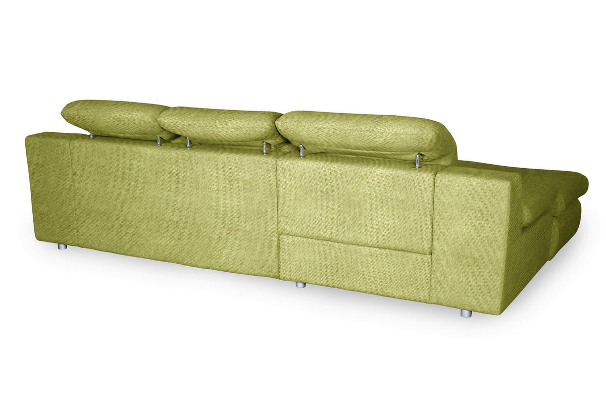 ECKSOFA in Chenille Grün  - Chromfarben/Grün, Design, Textil/Metall (165/286cm) - Livetastic