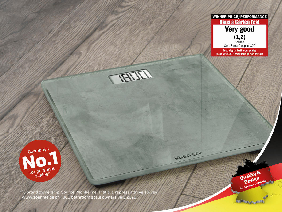 PERSONENWAAGE  - Graphitfarben, Basics, Glas/Kunststoff (29/29/2cm) - Soehnle