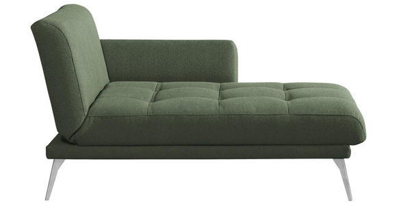 RÉCAMIERE Amira in Dunkelgrün  - Chromfarben/Dunkelgrün, KONVENTIONELL, Textil/Metall (200/85/106cm) - Novel