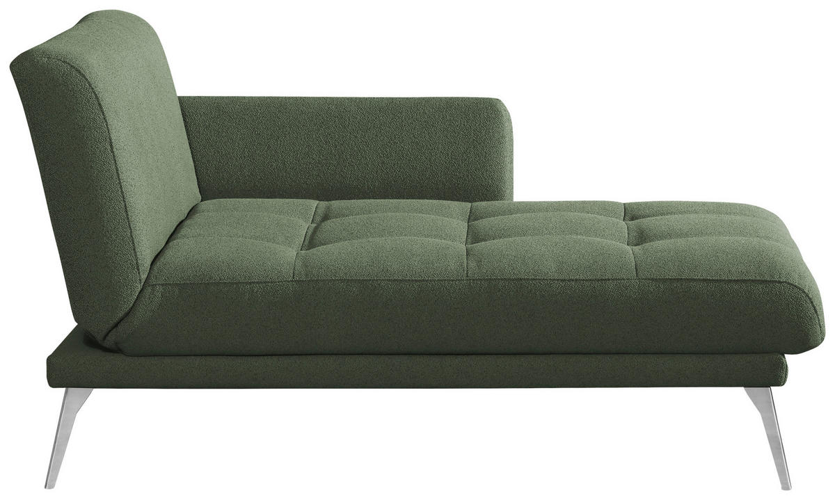 RÉCAMIERE Dunkelgrün  - Chromfarben/Dunkelgrün, Konventionell, Textil/Metall (200/85/106cm) - Novel