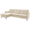 ECKSOFA in Lederlook (vegan) Ecru  - Ecru/Nickelfarben, Modern, Textil/Metall (179/233cm) - Livetastic