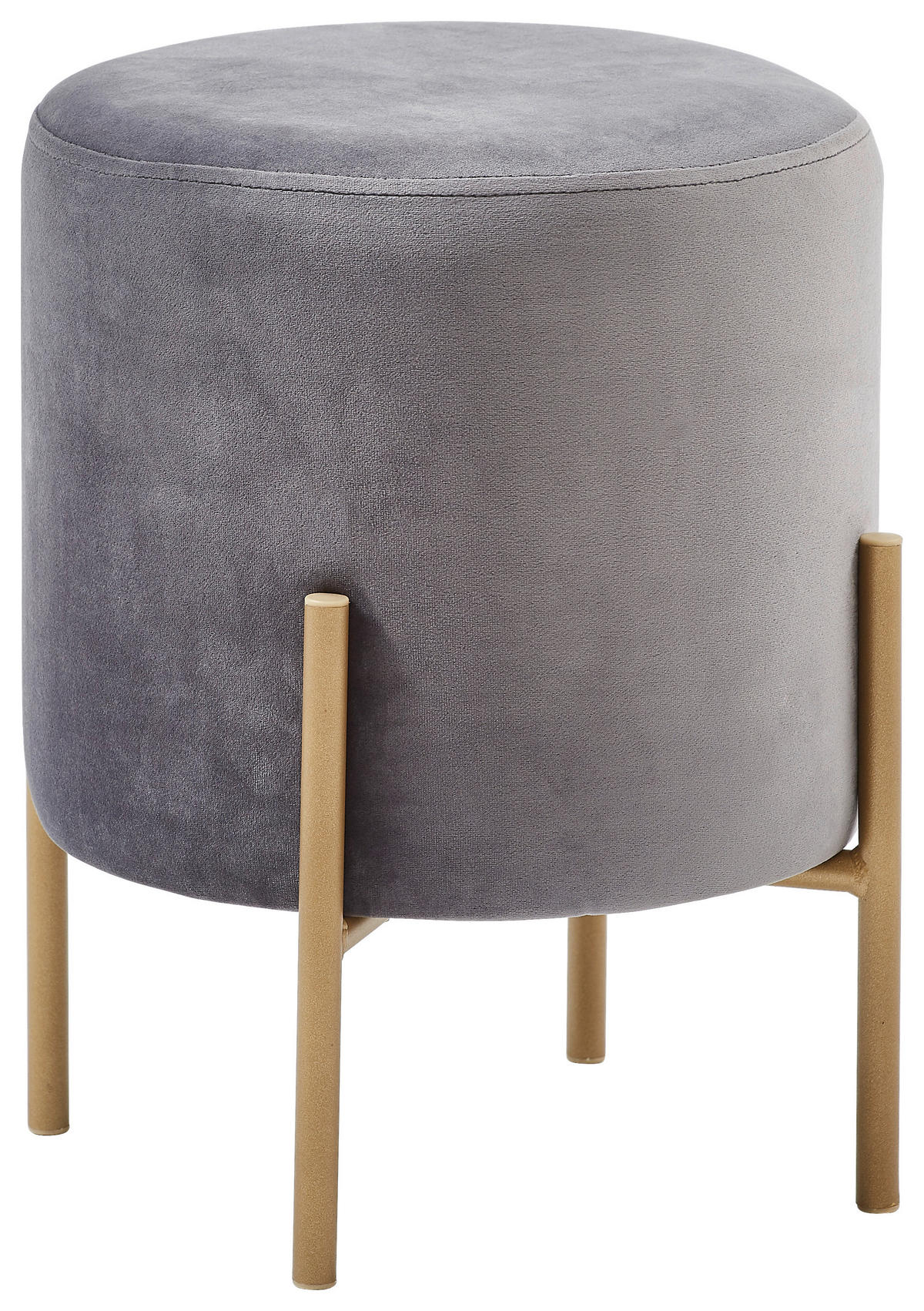 Taburet din metal, textil, gri, auriu {item.attr('143-279') - auriu/gri, Trend, metal/textil (35/42/35cm) - Xora