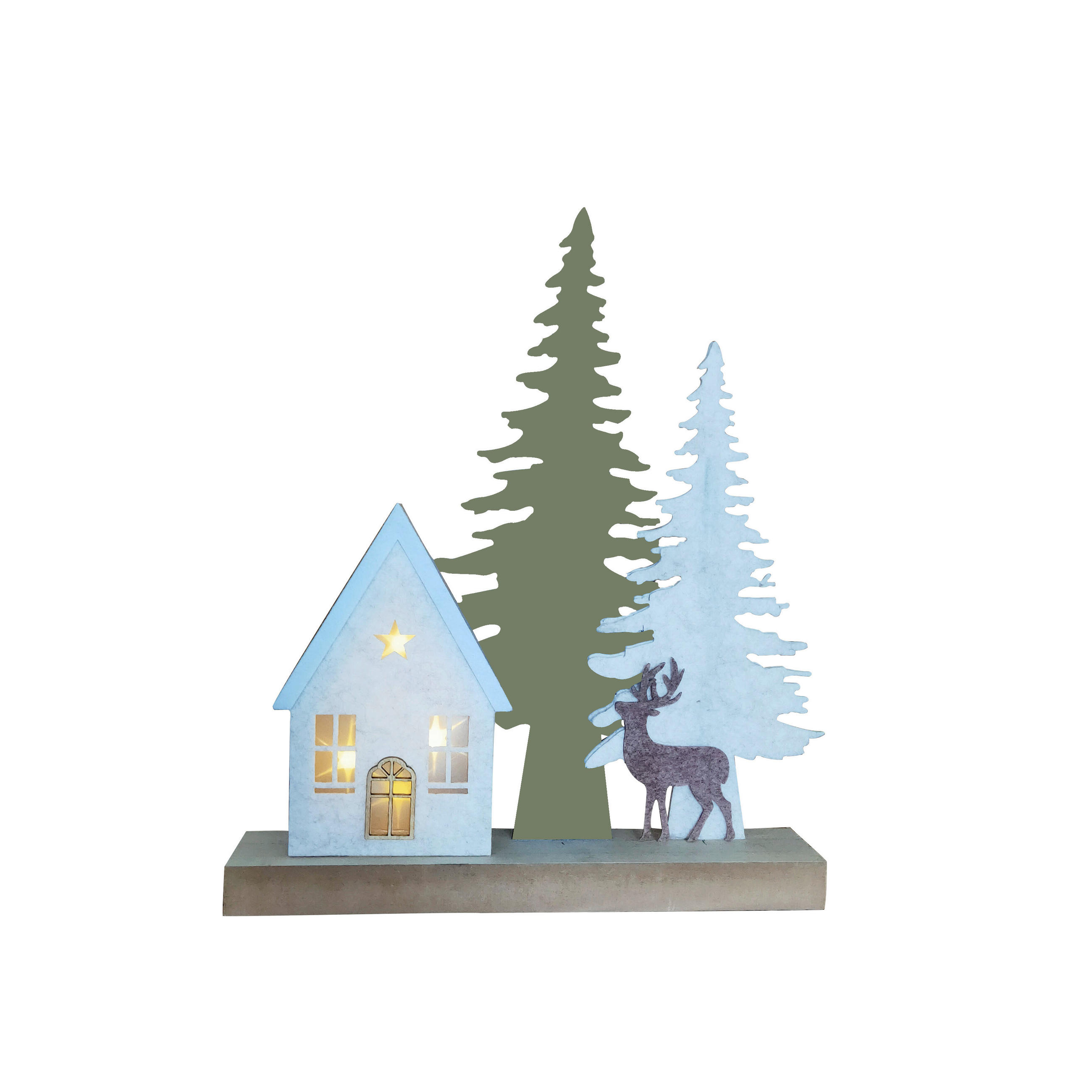 X-Mas Weihnachtsfigur Braun, Creme, Hellgrün 31x36x6 cm