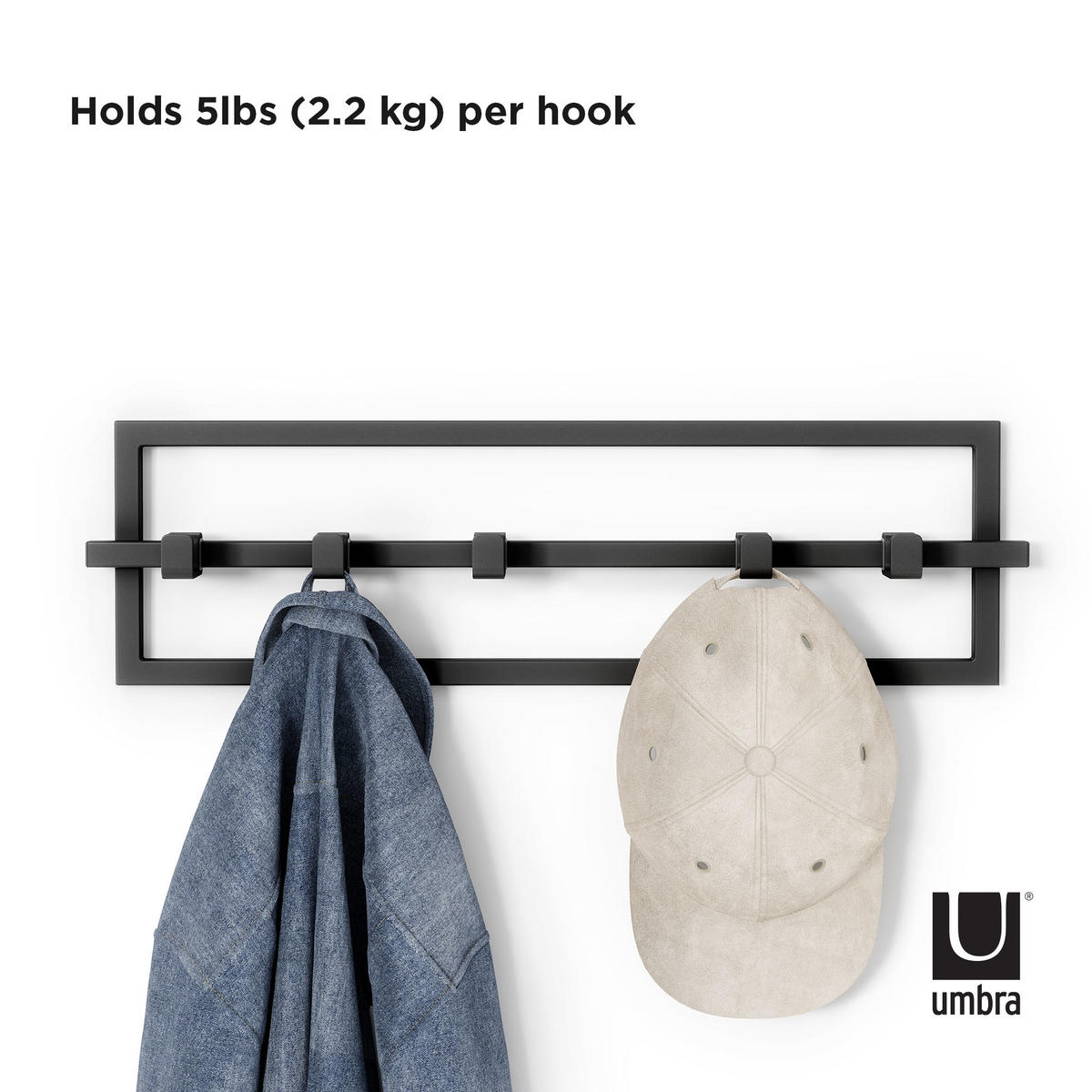 GARDEROBA ZIDNA   crna  metal  - crna, Basics, metal (53/15/6cm) - Umbra