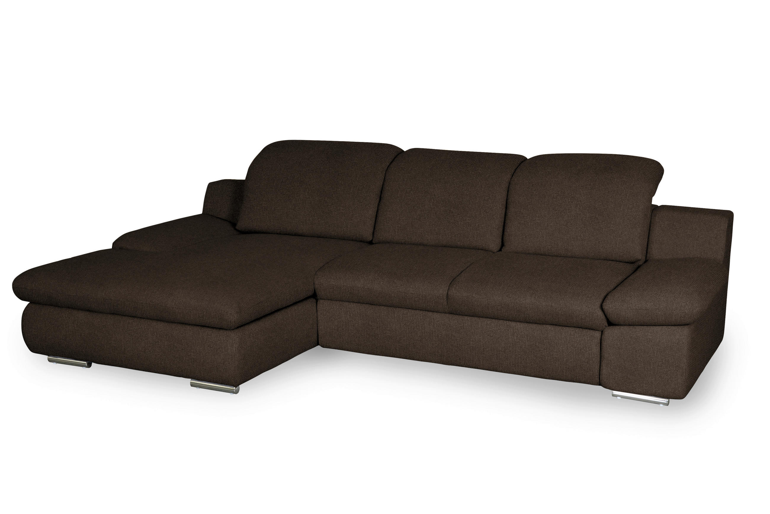 ECKSOFA Braun Chenille - Chromfarben/Braun, Design, Textil/Metall (165/286cm) - Livetastic
