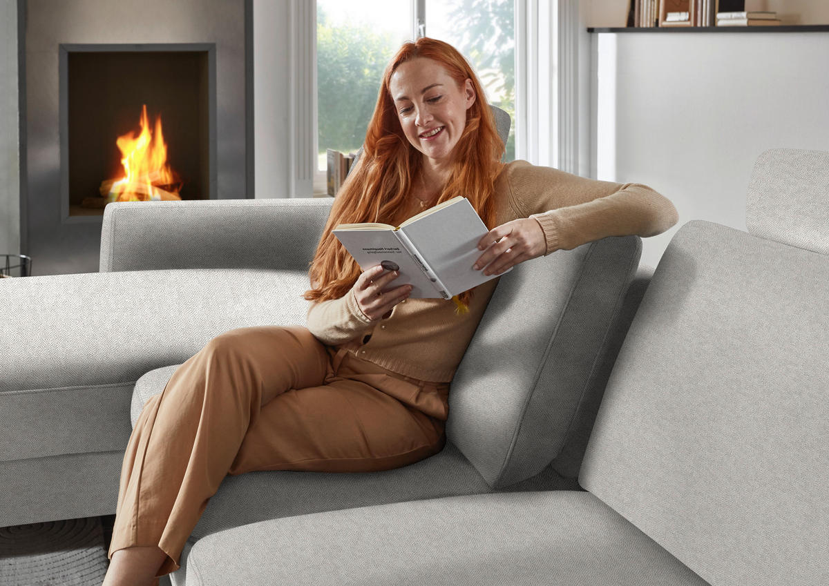 ECKSOFA  in Chenille, Flachgewebe Cappuccino  175/316 cm  - Schwarz/Cappuccino, Design, Textil/Metall (175/316cm) - Dieter Knoll