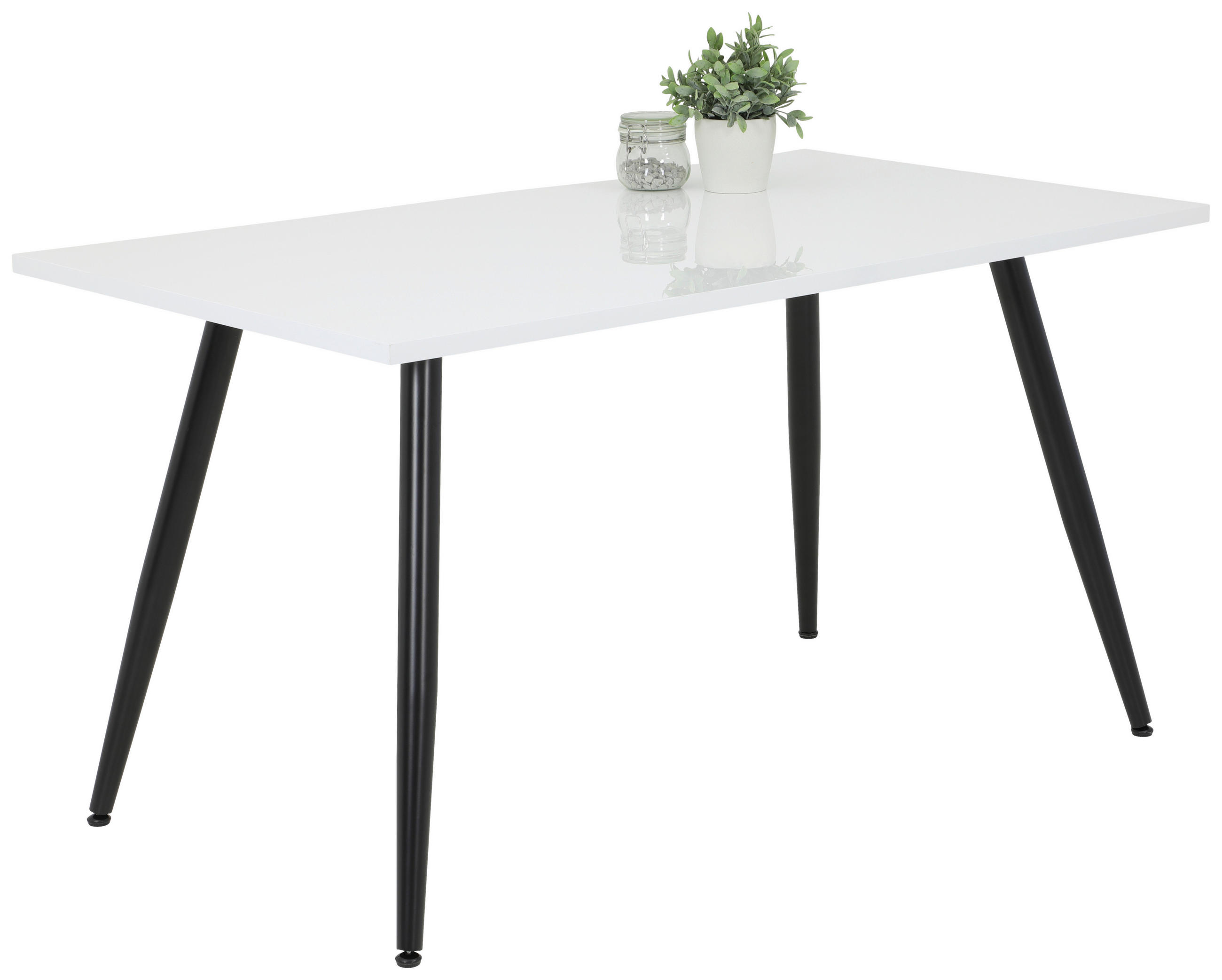 ESSTISCH in Holzwerkstoff 140/80/76 cm  - Weiß Hochglanz/Schwarz, KONVENTIONELL, Holzwerkstoff/Metall (140/80/76cm) - Carryhome