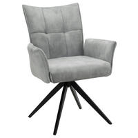 ARMLEHNSTUHL  in Eisen Samt  - Hellgrau/Schwarz, Design, Textil/Metall (62/92/66cm) - Hom`in