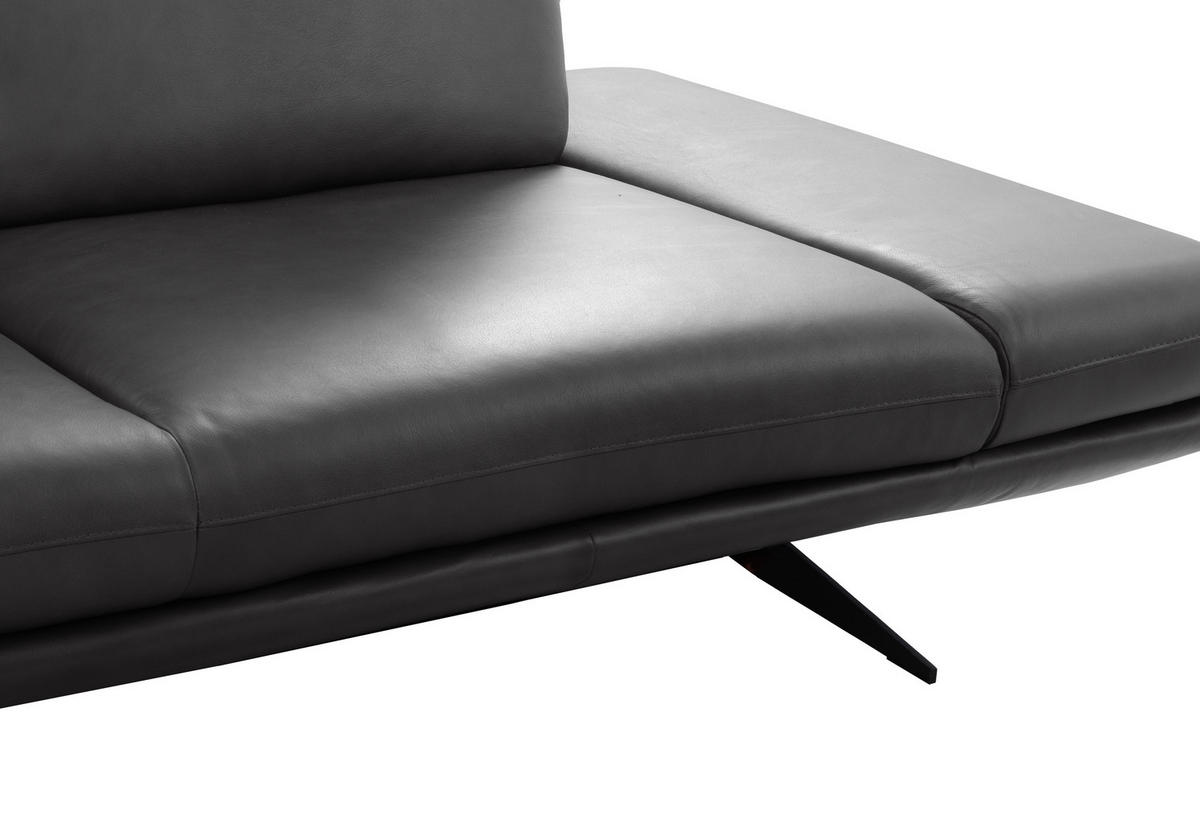 2,5-SITZER Echtleder Dunkelgrau  - Dunkelgrau/Schwarz, Design, Leder/Metall (218/95/107cm) - Celina Home