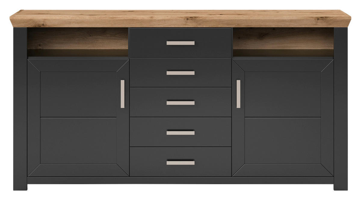 SIDEBOARD  in 184,1/94,6/44,2 cm  - Graphitfarben/Eiche Artisan, Design, Holzwerkstoff/Metall (184,1/94,6/44,2cm) - SetOne by Musterring