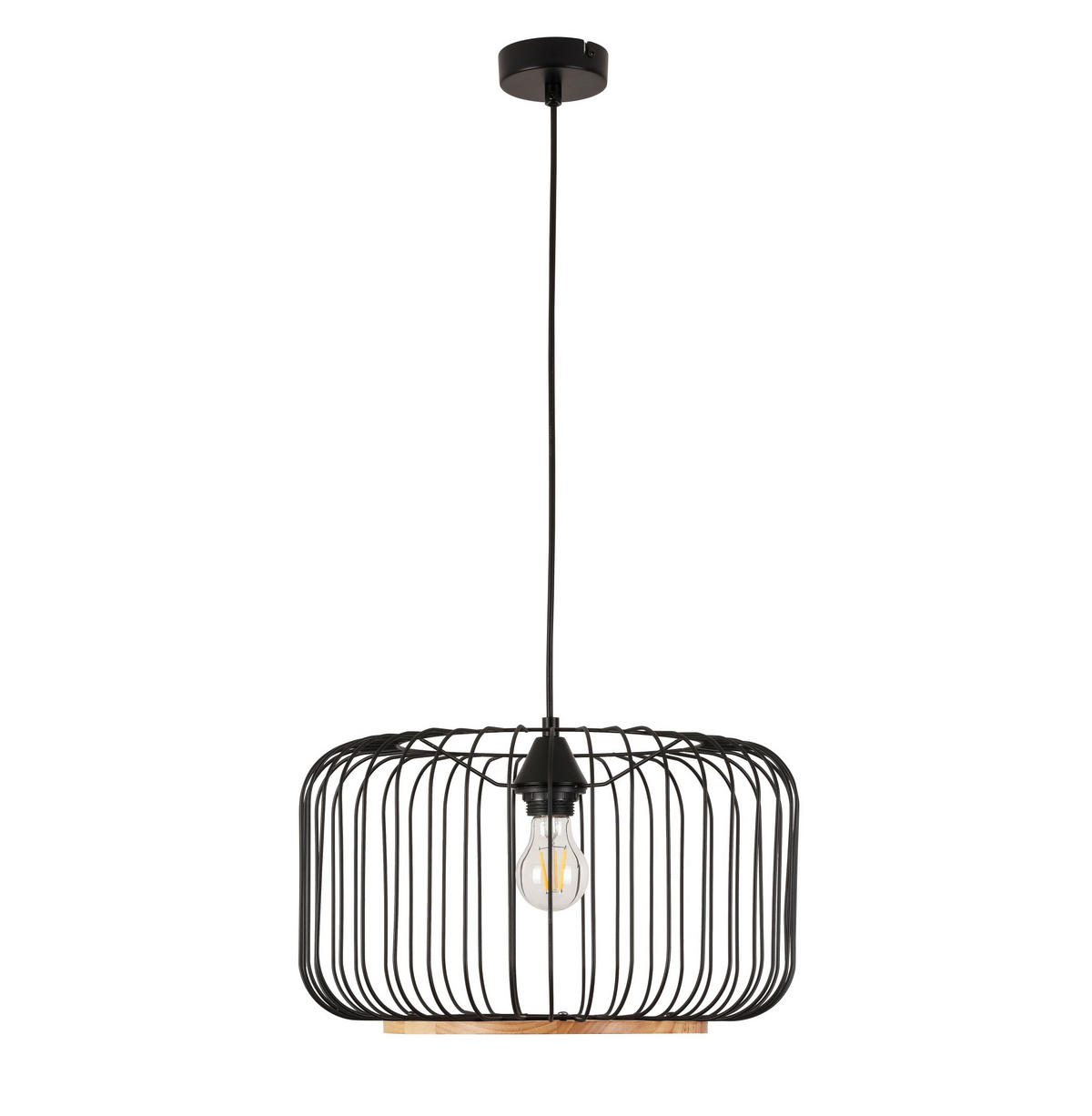 HÄNGELEUCHTE 40/120 cm    - Eichefarben/Schwarz, Trend, Holz/Metall (40/120cm) - Marama