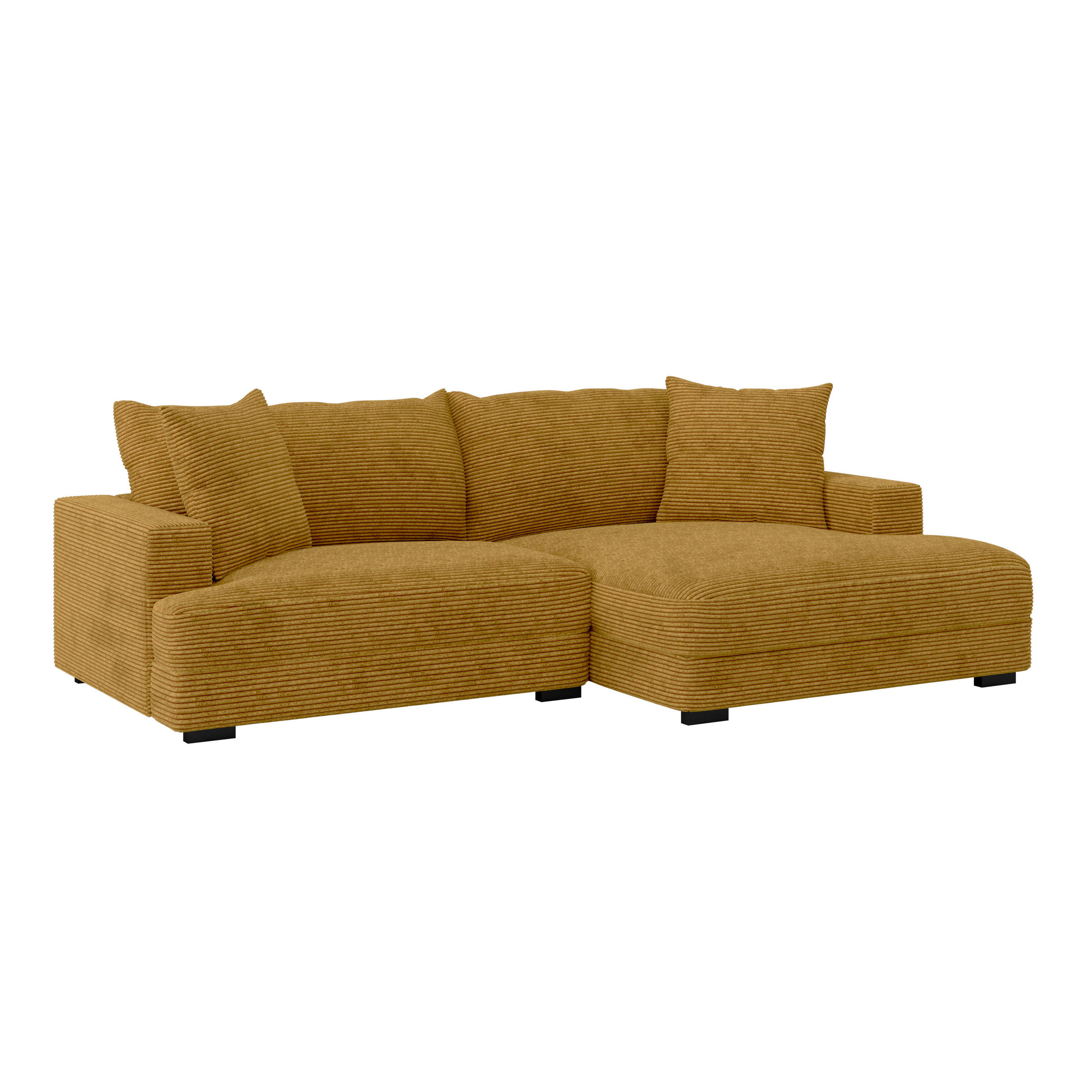 ECKSOFA Senfgelb Cord  - Senfgelb/Schwarz, MODERN, Textil (265/180cm) - P & B