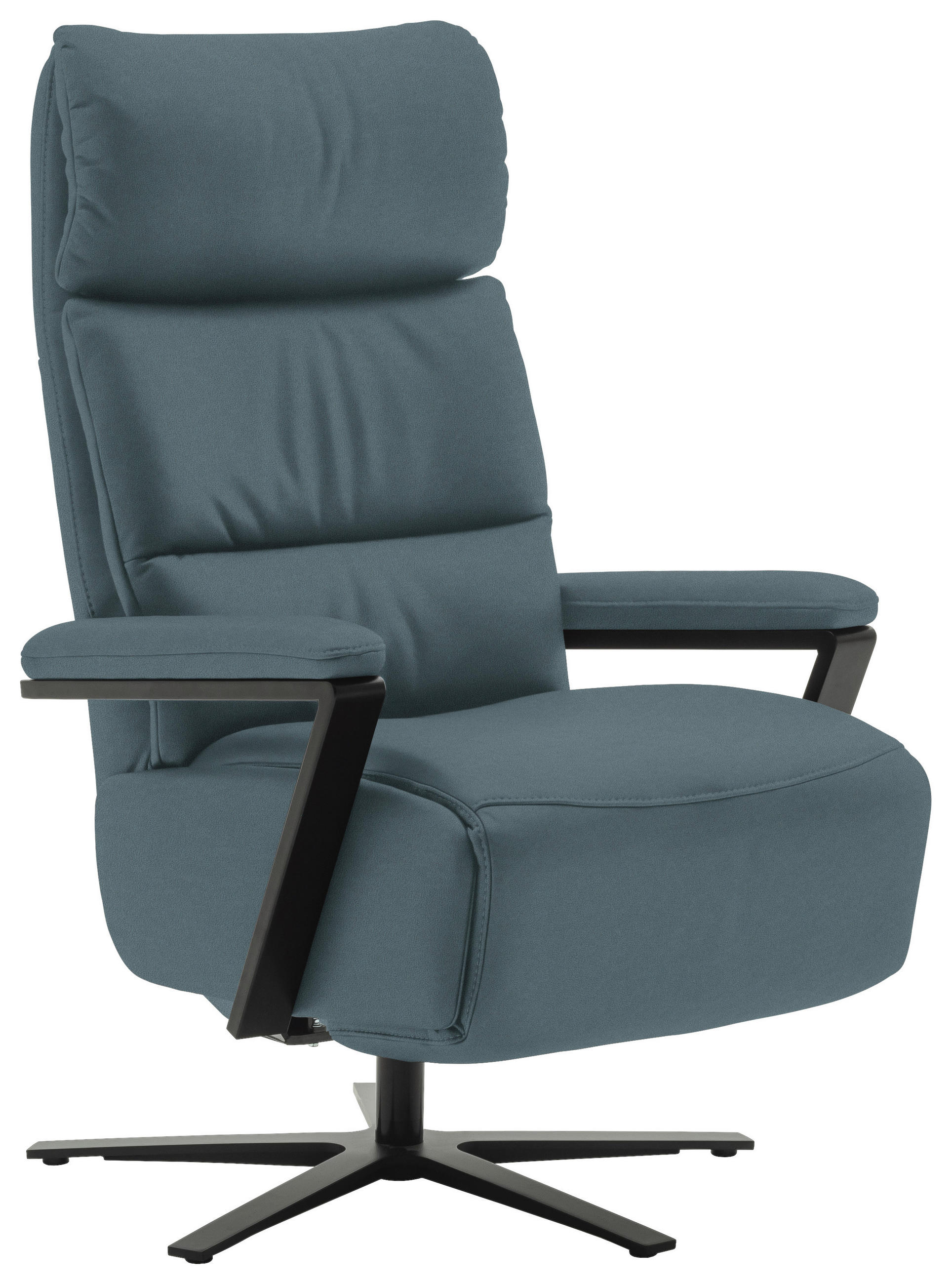 FERNSEHSESSEL in Blaugrau  - Blaugrau/Schwarz, Design, Leder/Metall (74/111/85cm) - Schöner Wohnen