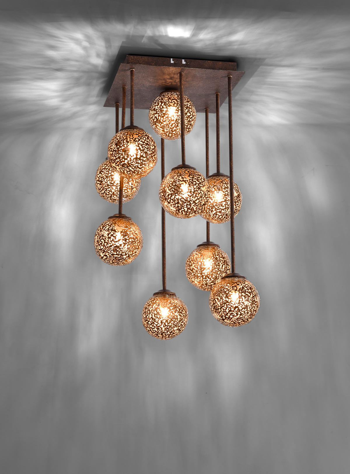 LED-DECKENLEUCHTE Greta 30,5/30,5/55,4 cm   - Rostfarben, KONVENTIONELL, Kunststoff/Metall (30,5/30,5/55,4cm) - Paul Neuhaus