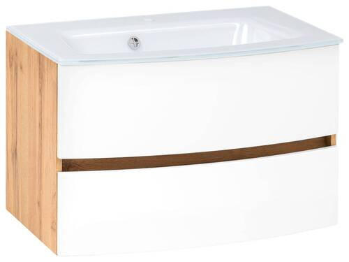 WASCHTISCHKOMBI 80 cm  - Eichefarben/Weiß, KONVENTIONELL, Glas/Holzwerkstoff (80cm) - Held