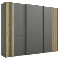 SCHWEBETÜRENSCHRANK 300/236/67 cm 3-türig Graphitfarben, Eiche Bianco  - Eiche Bianco/Graphitfarben, Design, Holzwerkstoff/Metall (300/236/67cm) - Musterring