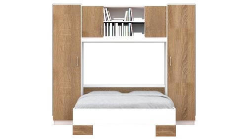 SPAVAĆA SOBA bijela, hrast Sonoma - bijela/hrast Sonoma, Design, drvni materijal (255/215/204cm)