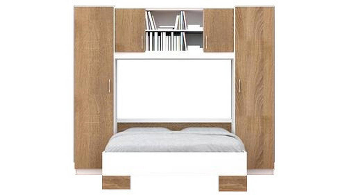SPAVAĆA SOBA bijela, hrast Sonoma   - bijela/hrast Sonoma, Design, drvni materijal (255/215/204cm)